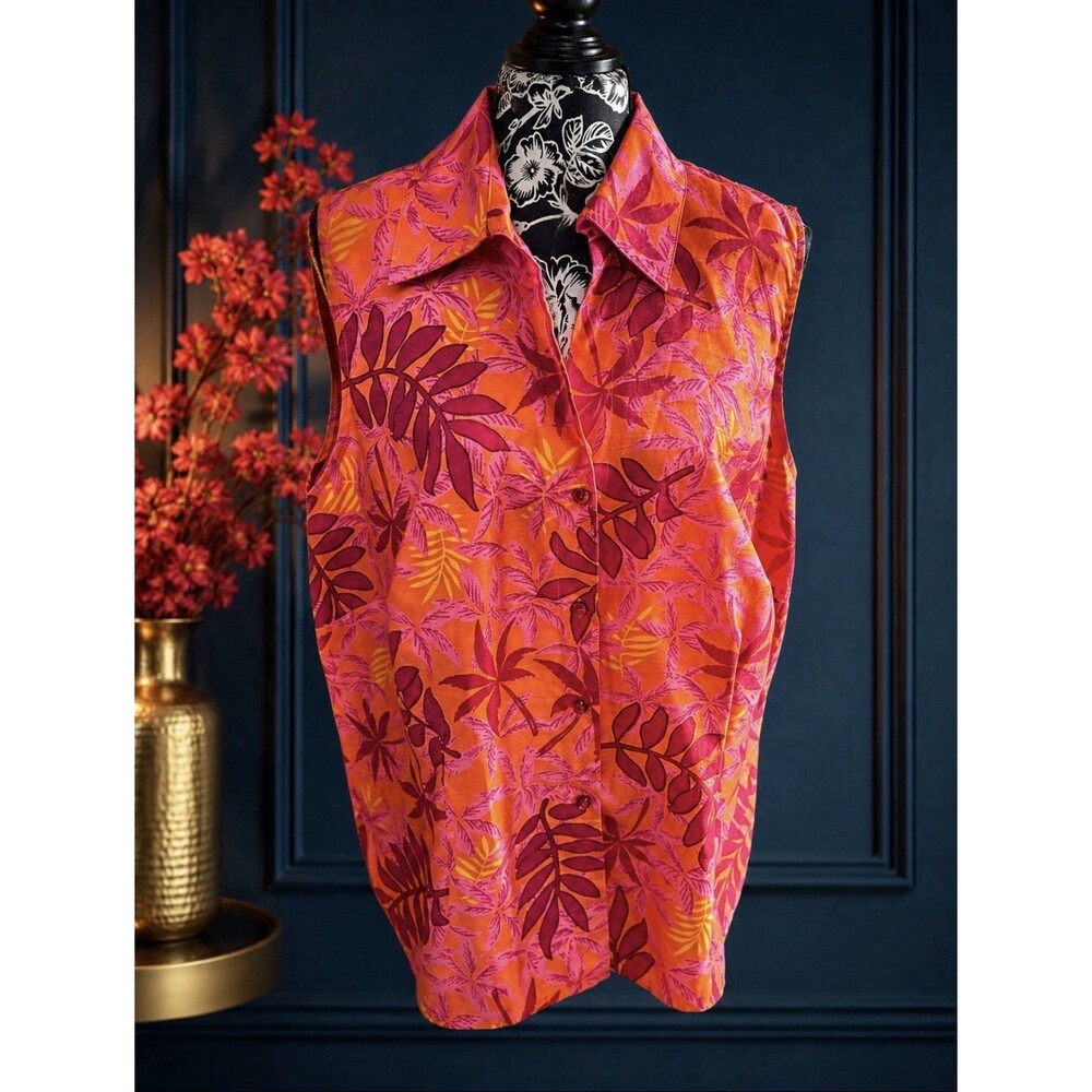 NWOT Sag Harbor Size 20W Women’s Tropical Satiny Blouse 44” Bust 27” Length